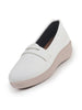 Women White Textured Slip On Casual Shoes Flatform Heel Height Enhancer|All Day Comfort|Daily Wear Shoes