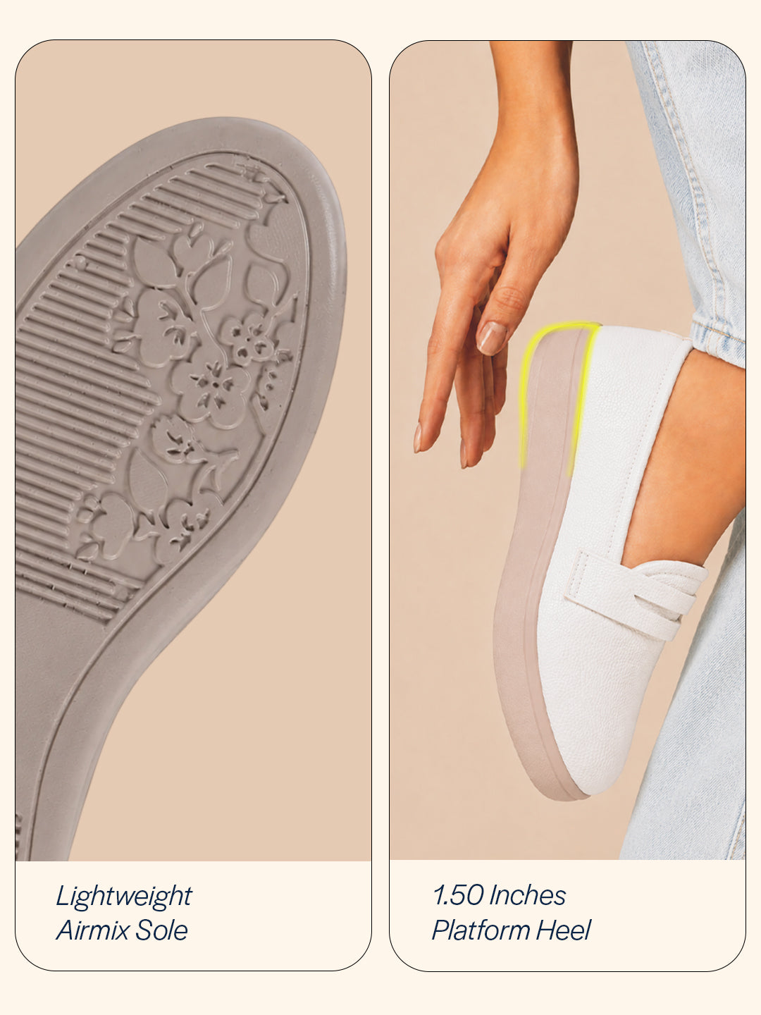 women white textured slip on casual shoes flatform heel height enhancer|all day comfort|daily wear shoes