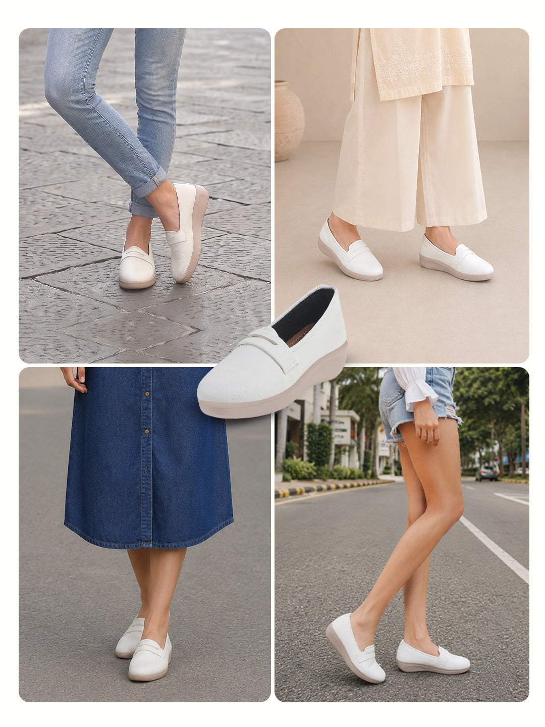 women white textured slip on casual shoes flatform heel height enhancer|all day comfort|daily wear shoes