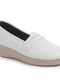 Women White Textured Slip On Casual Shoes Flatform Heel Height Enhancer|All Day Comfort|Daily Wear Shoes