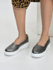 Women Dark Grey Height Enhancer Lightweight Glitter Slip On Shoes|Memory Cushion Insole|Party Slip On All Season Casual Shoe