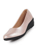 Women Pink Shiny Platform Wedge Heel Bellies for Party|Evening Sandals|Formal Dress Ballerina|Anti Skid Sole