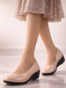 Women Rose Gold Shiny Platform Wedge Heel Bellies for Party|Evening Sandals|Formal Dress Ballerina|Anti Skid Sole