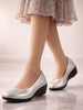 Women Silver Shiny Platform Wedge Heel Bellies for Party|Evening Sandals|Formal Dress Ballerina|Anti Skid Sole