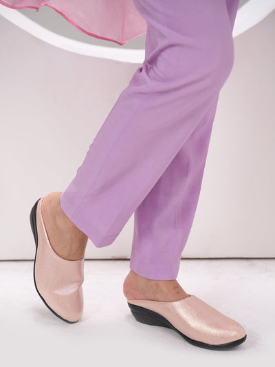 Buy Women's Rose Gold Wedge Heel Back Open Slip On Shoes Online