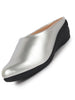 Women Silver Shimmery Platform Wedge Heel Back Open Slip On Shoes for Party|Formal Dress Ballerina|Lightweight All Day Formal Shoes