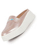 Women Pink Classic Comfort Height Enhancer Shiny Glitter Back Open Slip On Mule Shoes|Casual Slip On Walking Shoe