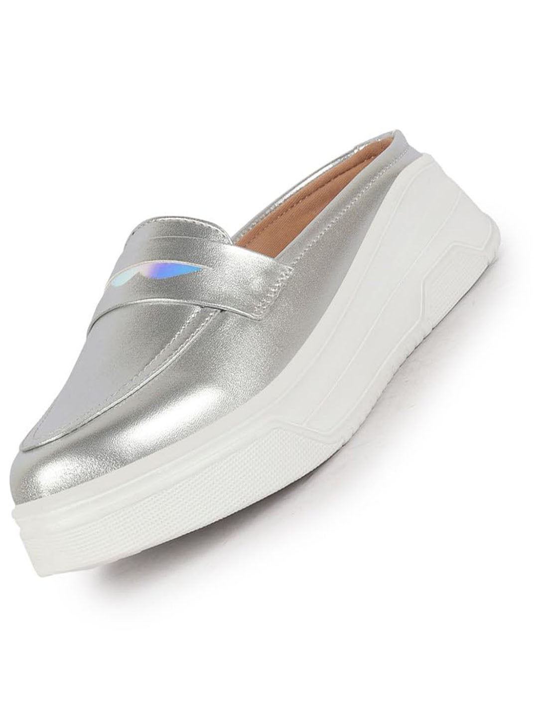 Buy Women's Silver Classic Back Open Slip On Mule Shoes Online
