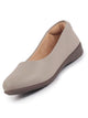 Women Warm Grey Platform Heel Ballet Comfortable Everyday Casual Shoes Soft Vegan Leather Ballerinas Formal Slip On Shoes