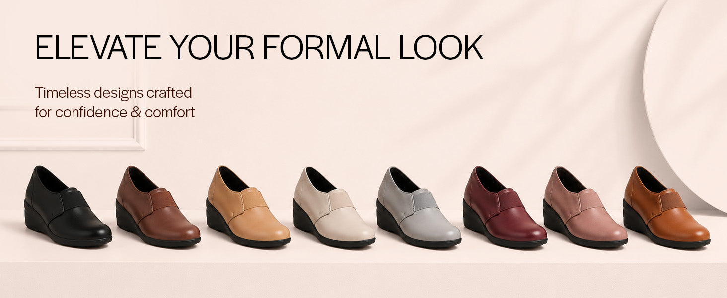 Women Black Elastic Strap Slip On Wedge Formal Shoes All Day Comfort Office Dress Shoes Â Lightweight And Cushioned