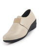 Women Cream Elastic Strap Slip On Wedge Formal Shoes All Day Comfort Office Dress Shoes Â Lightweight And Cushioned