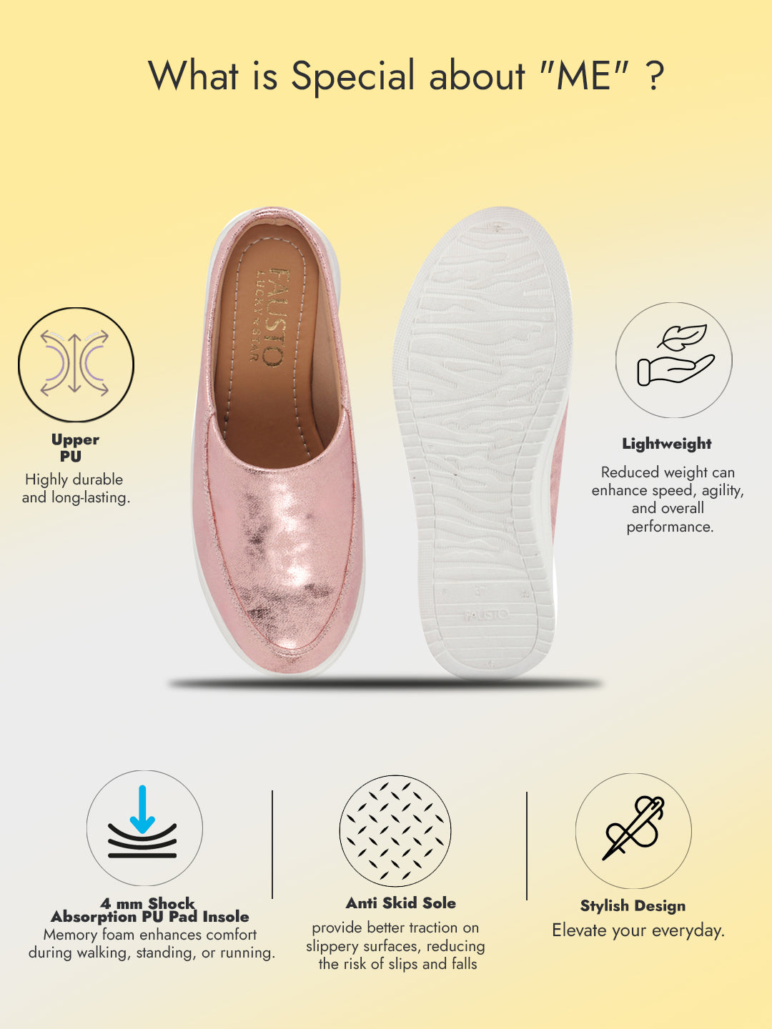 Women Pink Classic Back Open Casual Platform Shoes|Metallic Slip-On Mule Sneakers For Party|Lightweight Comfortable Sneakers