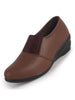 Women Brown Classic Formal Slip On Shoes | Platform Heel Shoe for Office Meeting Events | Easy Pull On Shoes with All Day Comfort