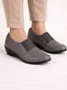 Women Grey Classic Formal Slip On Shoes | Platform Heel Shoe for Office Meeting Events | Easy Pull On Shoes with All Day Comfort