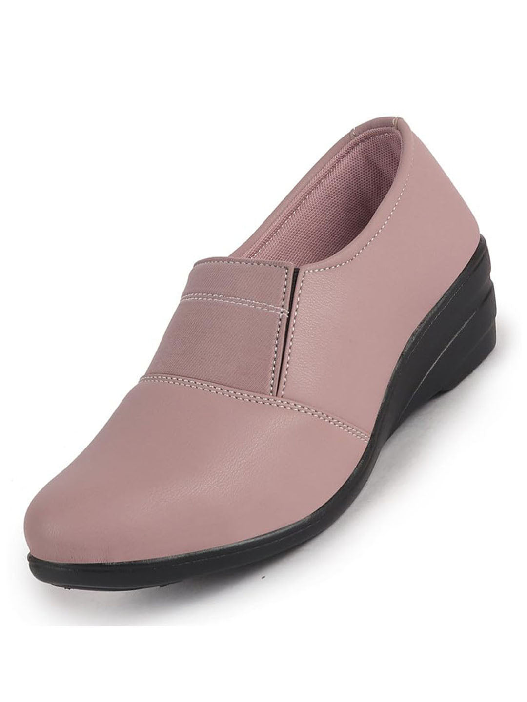 Women Peach Classic Formal Slip On Shoes | Platform Heel Shoe for Office Meeting Events | Easy Pull On Shoes with All Day Comfort