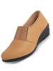Women Tan Classic Formal Slip On Shoes | Platform Heel Shoe for Office Meeting Events | Easy Pull On Shoes with All Day Comfort
