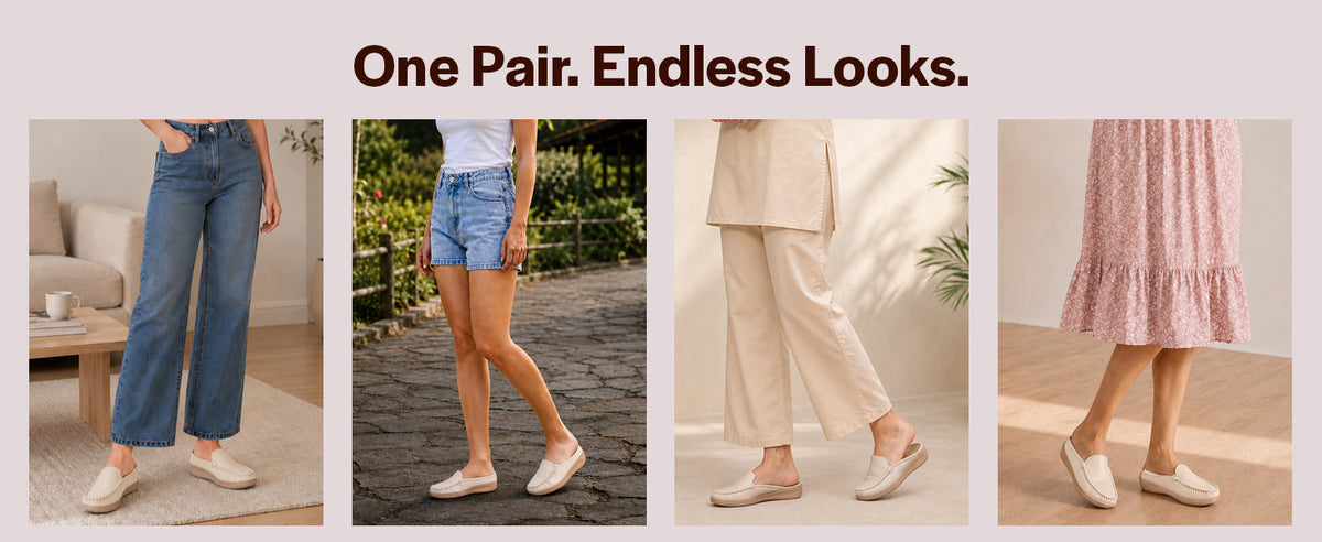 Women Grey Back Open Side Stitched Slip On Shoe|Half Cut Round Toe Shoes with Memory Cushioned Footbed|Outing Comfort, Evening, Casual Office Wear