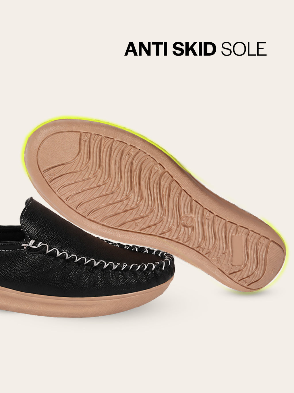 women black back open side stitched slip on shoe|half cut round toe shoes with memory cushioned footbed|outing comfort, evening, casual office wear