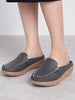 Women Grey Back Open Side Stitched Slip On Shoe | Half Cut Round Toe Shoes with Memory Cushioned Footbed | Outing Comfort, Evening, Casual Office Wear