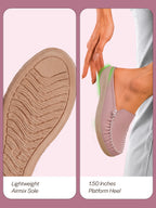 women peach back open side stitched slip on shoe|half cut round toe shoes with memory cushioned footbed|outing comfort, evening, casual office wear