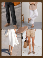 women tan back open side stitched slip on shoe|half cut round toe shoes with memory cushioned footbed|outing comfort, evening, casual office wear