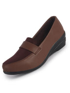 Women Brown Classic Formal Platform Heel Slip On Shoes | Pull On Shoes with All Day Comfort for Office, Meetings, Evening Events