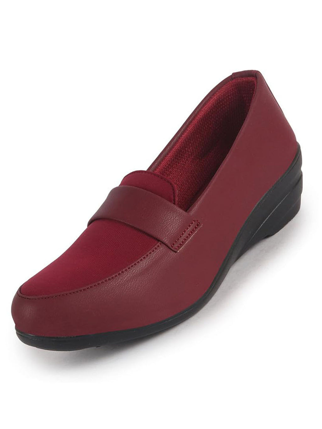 Women Maroon Classic Formal Platform Heel Slip On Shoes | Pull On Shoes with All Day Comfort for Office, Meetings, Evening Events