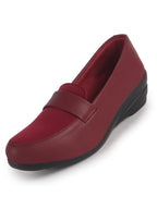 Women Maroon Classic Formal Platform Heel Slip On Shoes | Pull On Shoes with All Day Comfort for Office, Meetings, Evening Events
