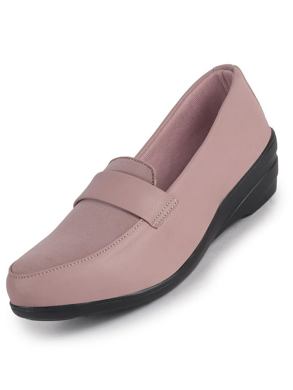 Women Peach Classic Formal Platform Heel Slip On Shoes | Pull On Shoes with All Day Comfort for Office, Meetings, Evening Events
