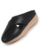 Women Black Criss Cross Strap Design Perforated Slip On Shoes | Back Open Casual Shoes for Office, Outdoor, Party
