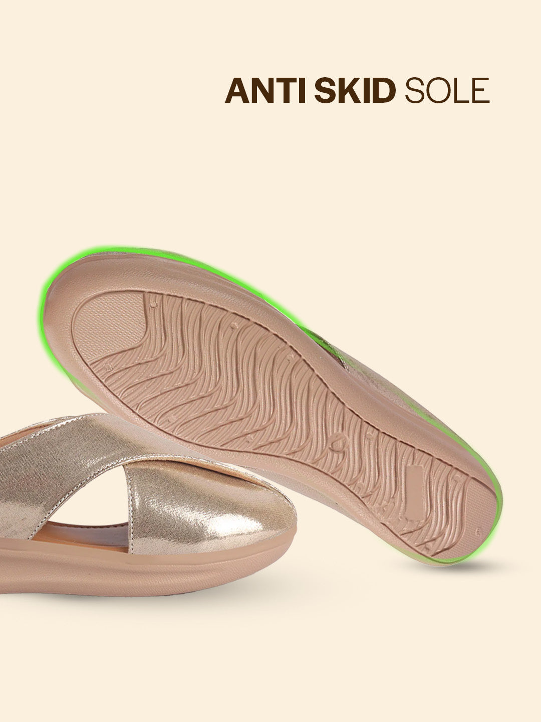 women gold criss cross strap design perforated slip on shoes | back open casual shoes for office, outdoor, party