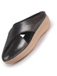 Women Metallic Black Criss Cross Strap Design Perforated Slip On Shoes | Back Open Casual Shoes for Office, Outdoor, Party