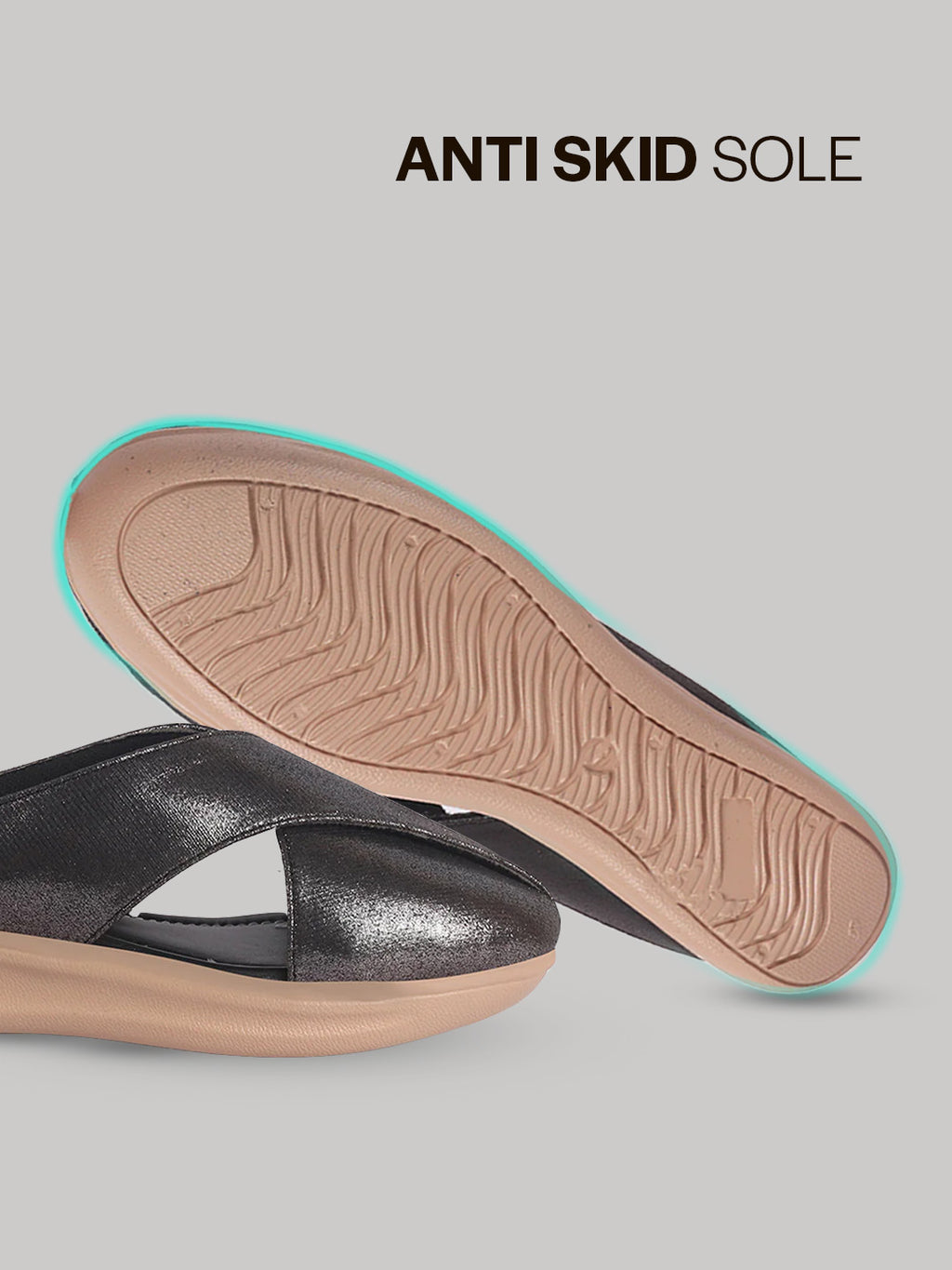 women metallic black criss cross strap design perforated slip on shoes | back open casual shoes for office, outdoor, party