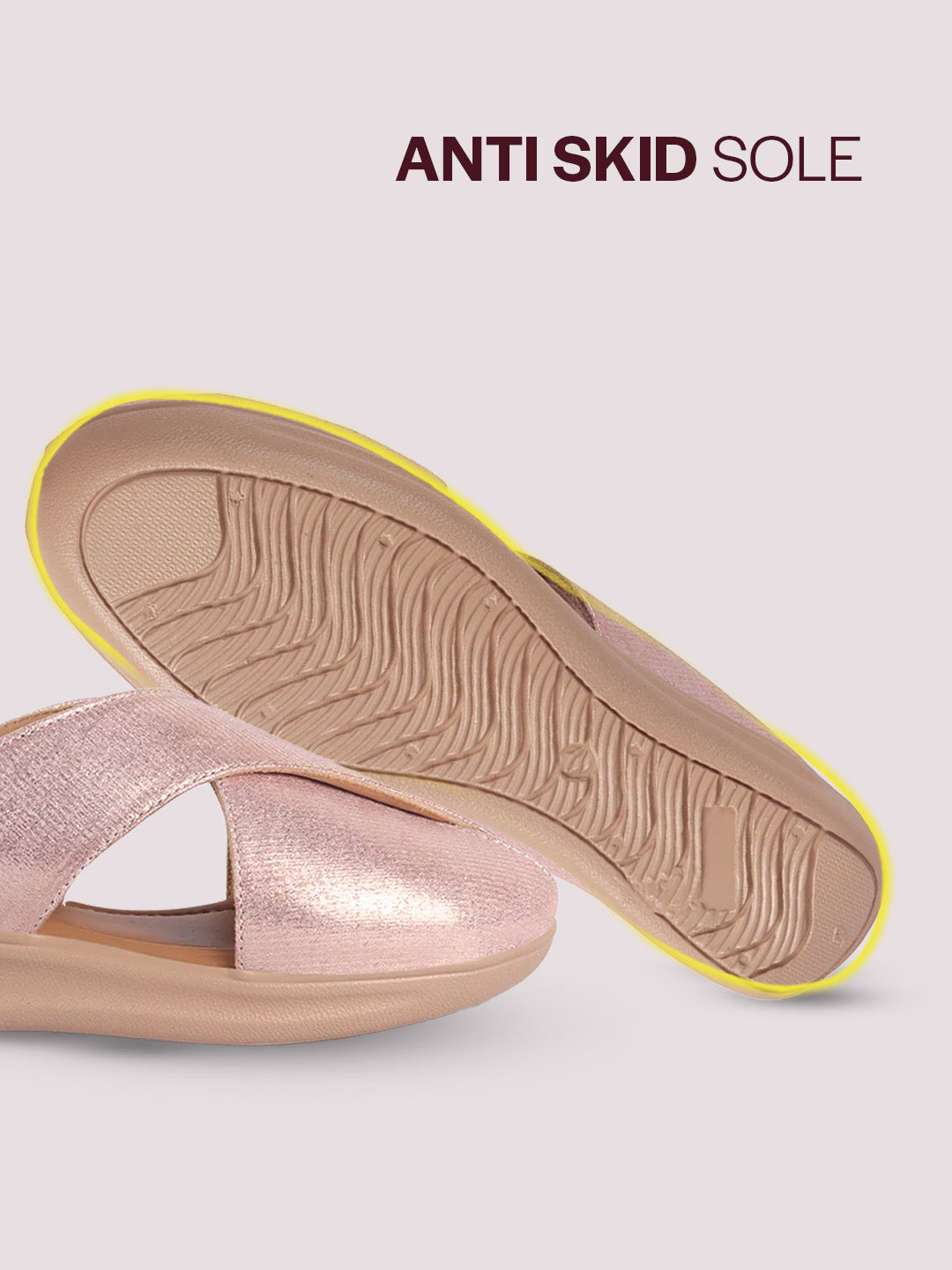 women peach criss cross strap design perforated slip on shoes | back open casual shoes for office, outdoor, party