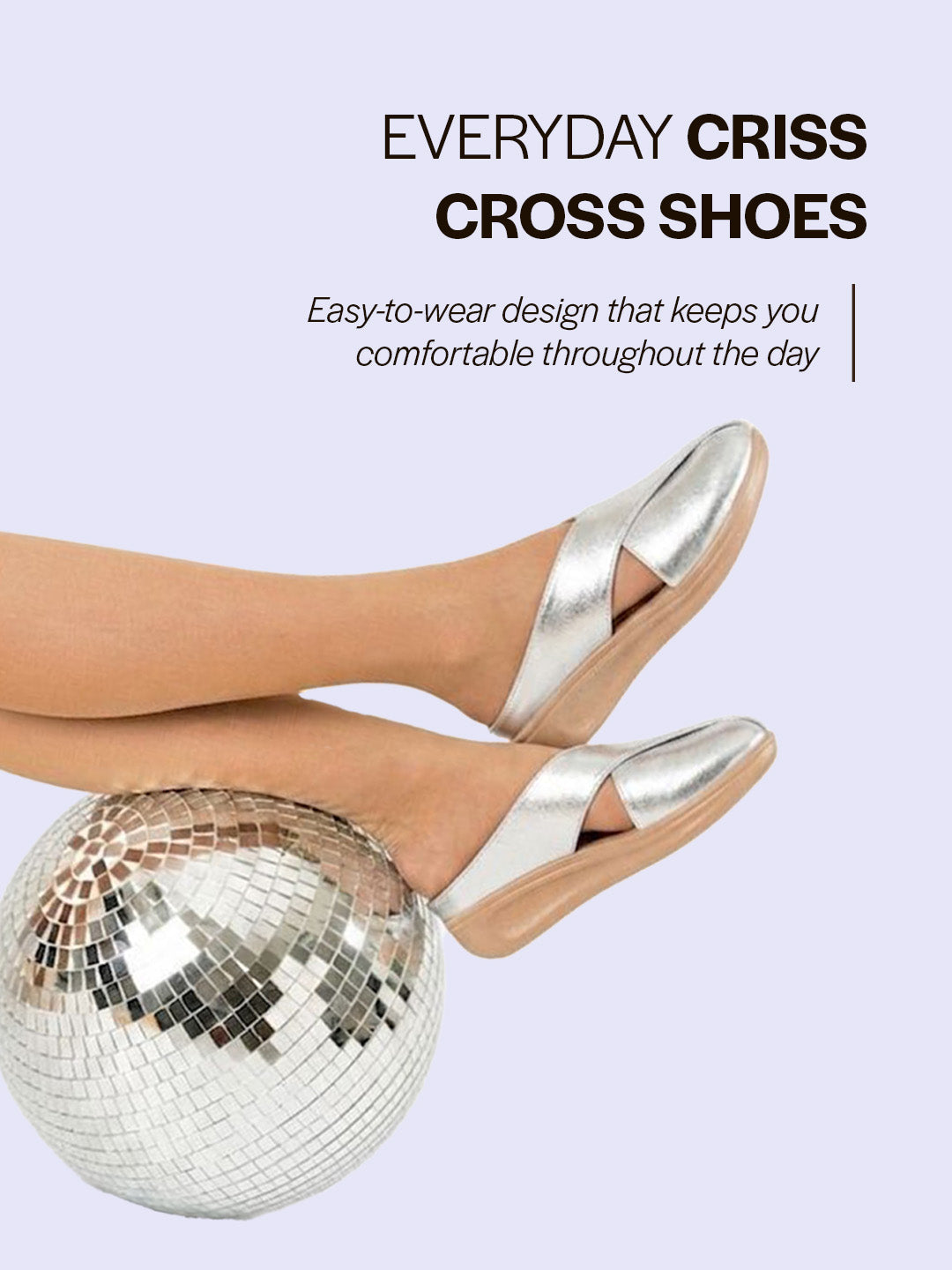women silver criss cross strap design perforated slip on shoes | back open casual shoes for office, outdoor, party