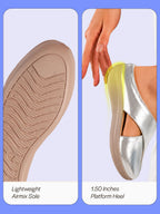 women silver criss cross strap design perforated slip on shoes | back open casual shoes for office, outdoor, party