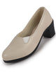 Women Cream Slip-On Closed Toe Formal Office Shoes Pump Block Heel Ballerina|Elegant Everyday Wear|All Day Comfort for Office, Meetings, Evening Events