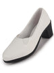 Women White Slip-On Closed Toe Formal Office Shoes Pump Block Heel Ballerina|Elegant Everyday Wear|All Day Comfort for Office, Meetings, Evening Events