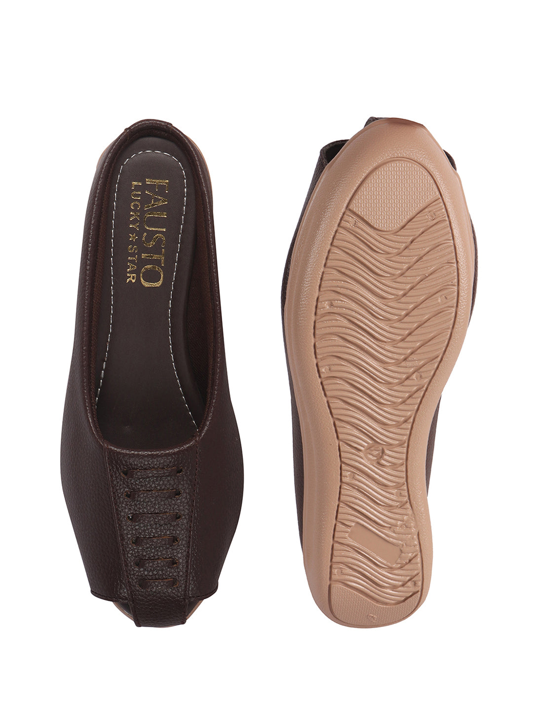 textured leather backless slide mules