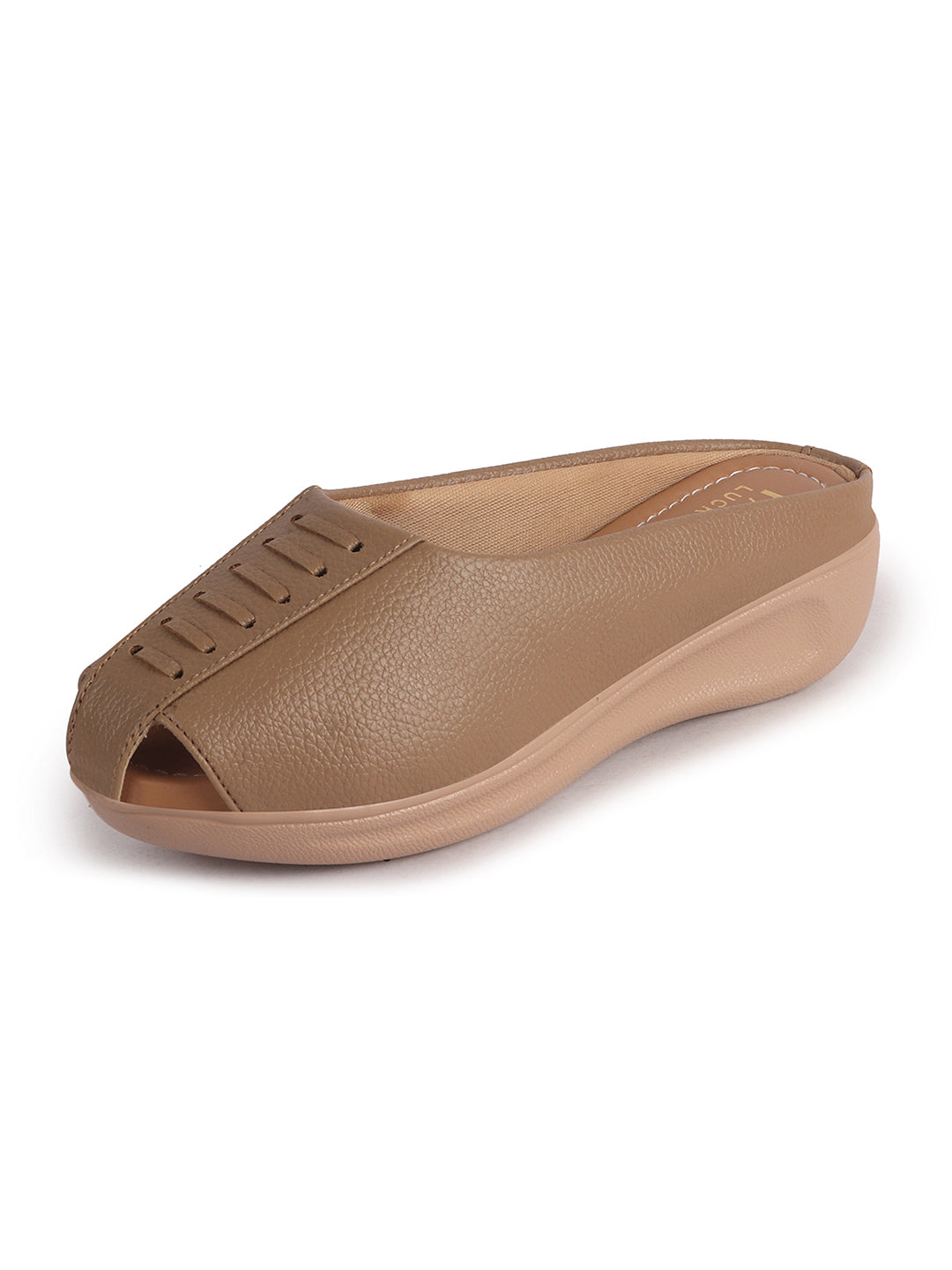 women peep toe wedge slides