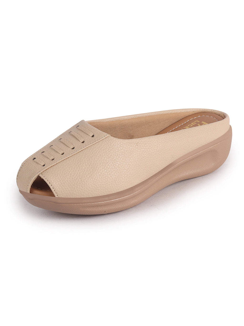 textured leather backless slide mules