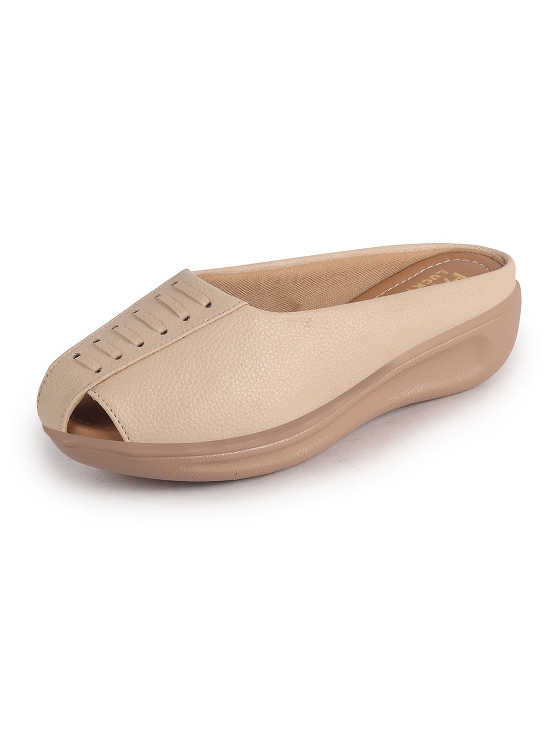 textured leather backless slide mules