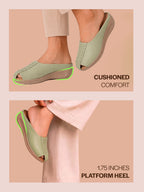 women peep toe wedge slides