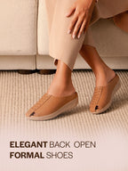 textured leather backless slide mules