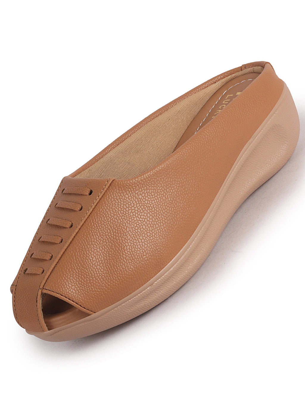 textured leather backless slide mules