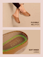 textured leather backless slide mules