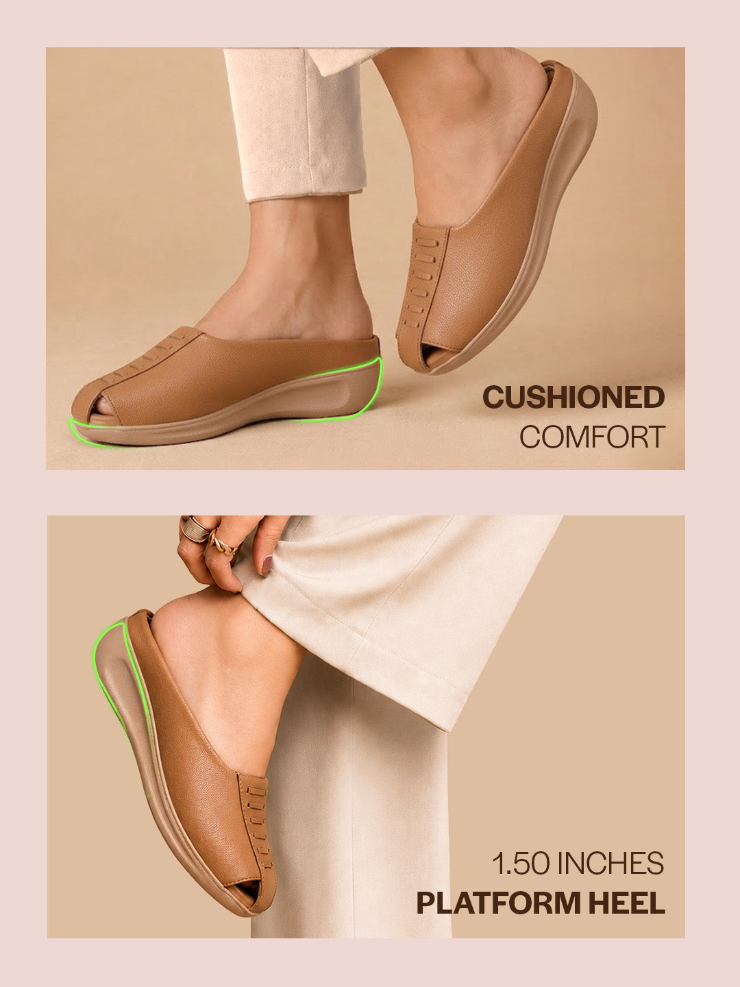 textured leather backless slide mules