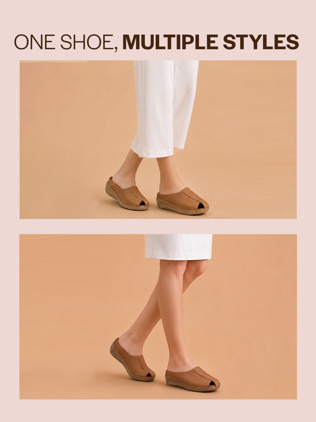 textured leather backless slide mules
