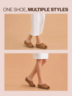 textured leather backless slide mules