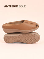 textured leather backless slide mules